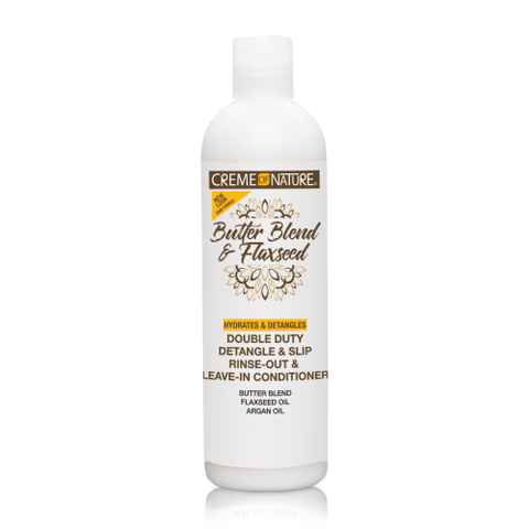 Butter Blend & Flaxseed Double Duty Detangle & Slip Rinse-Out & Leave-In Conditioner 12oz by CREME OF NATURE